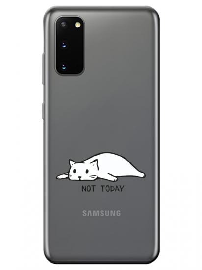 Samsung S20 Not Today Kedi Şeffaf Telefon Kılıfı