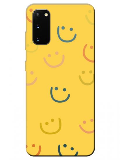 Samsung S20 Emoji Gülen Yüz Sarı Telefon Kılıfı