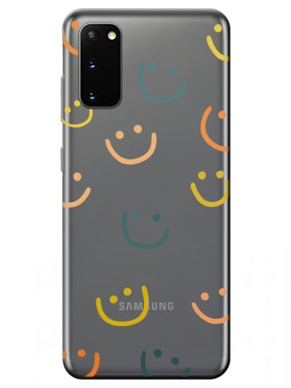 Samsung S20 Emoji Gülen Yüz Şeffaf Telefon Kılıfı