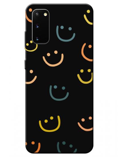 Samsung S20 Emoji Gülen Yüz Siyah Telefon Kılıfı