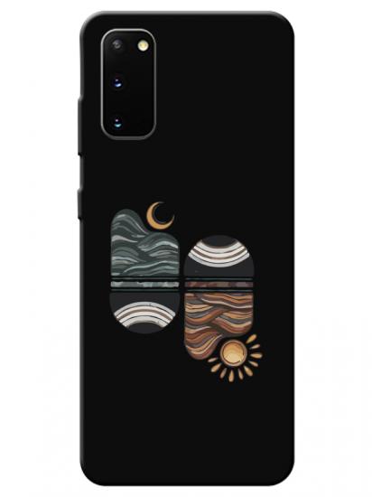 Samsung S20 Sunset Wave Siyah Telefon Kılıfı