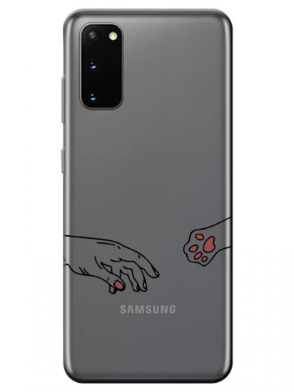 Samsung S20 Hand And Paw Şeffaf Telefon Kılıfı