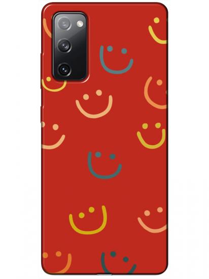 Samsung S20 FE Emoji Gülen Yüz Kırmızı Telefon Kılıfı