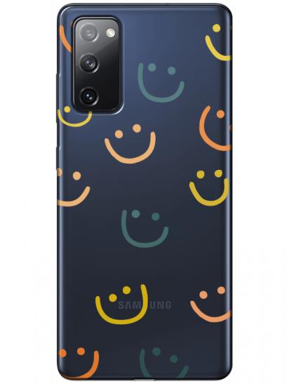 Samsung S20 FE Emoji Gülen Yüz Şeffaf Telefon Kılıfı