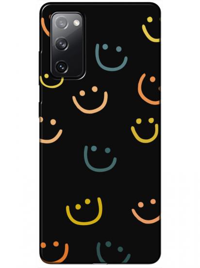 Samsung S20 FE Emoji Gülen Yüz Siyah Telefon Kılıfı