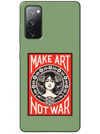 Samsung S20 FE Make Art Not War Yeşil Telefon Kılıfı