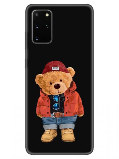 Samsung S20 Plus Teddy Bear Siyah Telefon Kılıfı