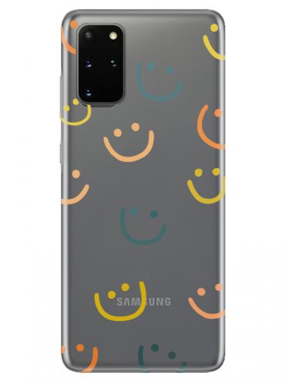 Samsung S20 Plus Emoji Gülen Yüz Şeffaf Telefon Kılıfı