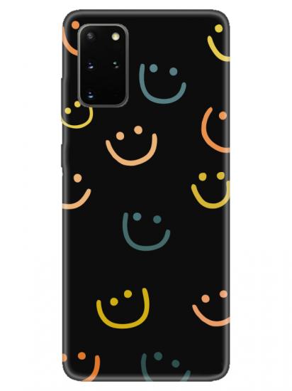 Samsung S20 Plus Emoji Gülen Yüz Siyah Telefon Kılıfı