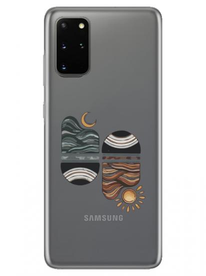 Samsung S20 Plus Sunset Wave Şeffaf Telefon Kılıfı