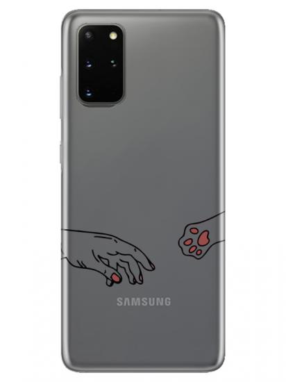 Samsung S20 Plus Hand And Paw Şeffaf Telefon Kılıfı