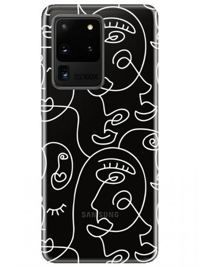 Samsung S20 Ultra Face Art Şeffaf Telefon Kılıfı