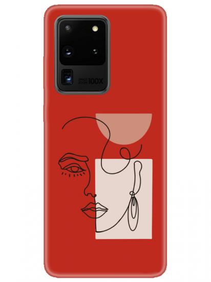 Samsung S20 Ultra Women Art Kırmızı Telefon Kılıfı