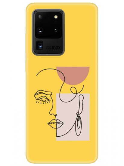 Samsung S20 Ultra Women Art Sarı Telefon Kılıfı