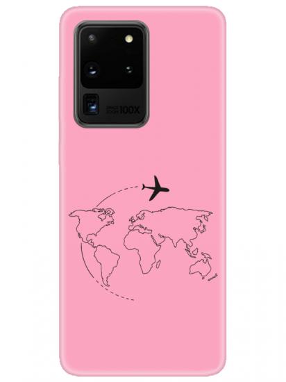 Samsung S20 UltraFace Art Pembe Telefon Kılıfı