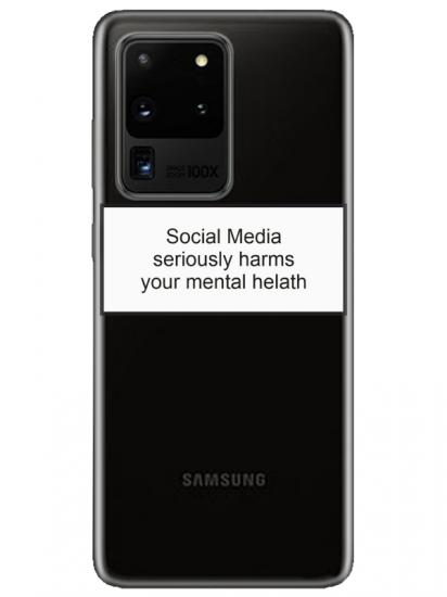 Samsung S20 Ultra Social Media Şeffaf Telefon Kılıfı