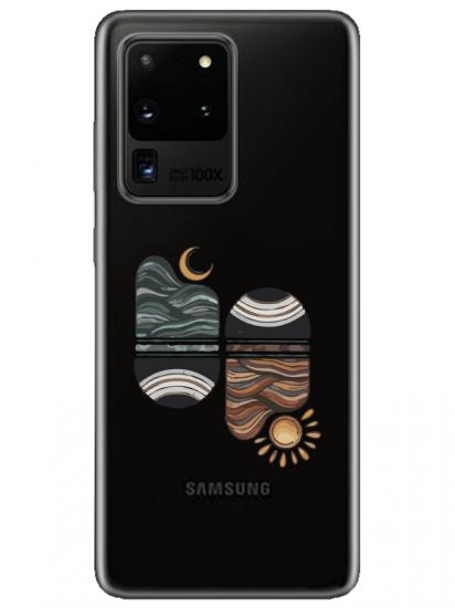 Samsung S20 Ultra Sunset Wave Şeffaf Telefon Kılıfı