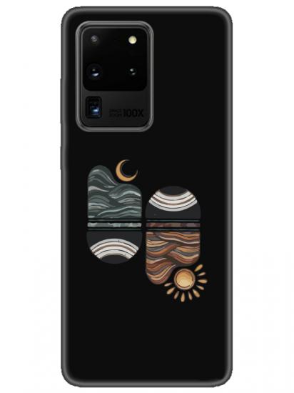 Samsung S20 Ultra Sunset Wave Siyah Telefon Kılıfı