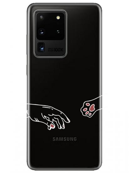 Samsung S20 Ultra Hand And Paw Şeffaf Telefon Kılıfı