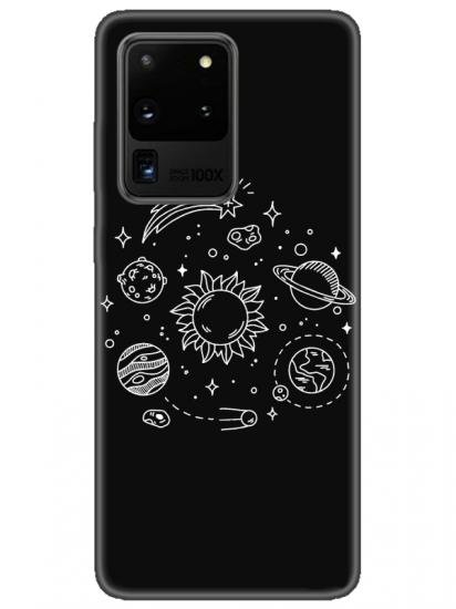 Samsung S20 Ultra Gezegen Siyah Telefon Kılıfı