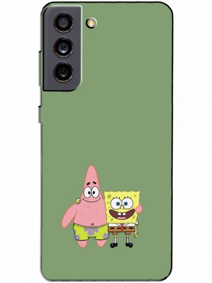 Samsung S21 FE Sünger Bob Ve Patrickstar Yeşil Telefon Kılıfı