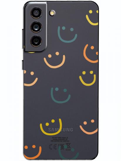 Samsung S21 FE Emoji Gülen Yüz Şeffaf Telefon Kılıfı