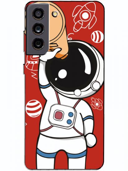 Samsung S21 FE Astronot Kırmızı Telefon Kılıfı