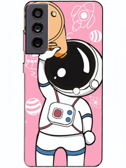 Samsung S21 FE Astronot Pembe Telefon Kılıfı