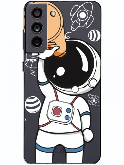 Samsung S21 FE Astronot Şeffaf Telefon Kılıfı