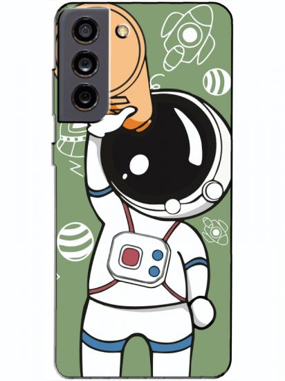 Samsung S21 FE Astronot Yeşil Telefon Kılıfı