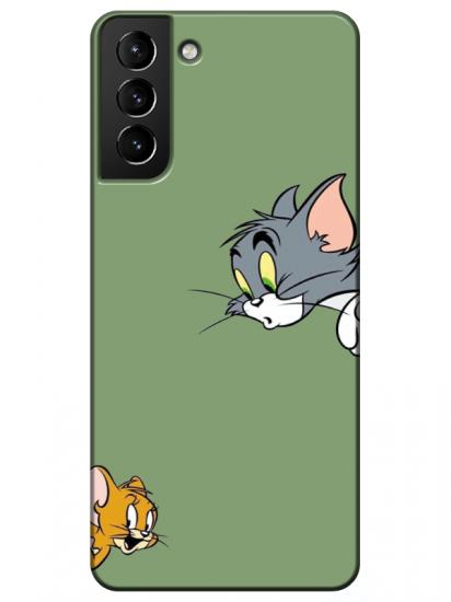 Samsung S21 Plus Tom And Jerry Yeşil Telefon Kılıfı