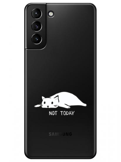 Samsung S21 Plus Not Today Kedi Şeffaf Telefon Kılıfı