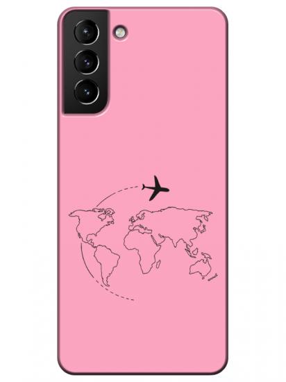 Samsung S21 PlusFace Art Pembe Telefon Kılıfı