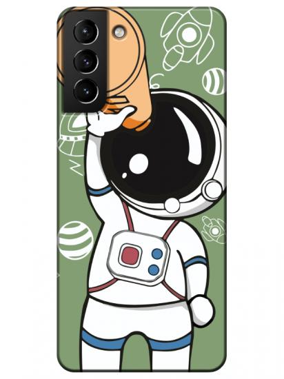 Samsung S21 Plus Astronot Yeşil Telefon Kılıfı