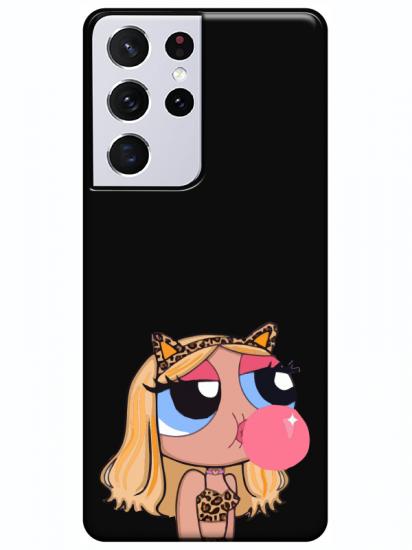 Samsung S21 Ultra Powerpuff Girls Siyah Telefon Kılıfı