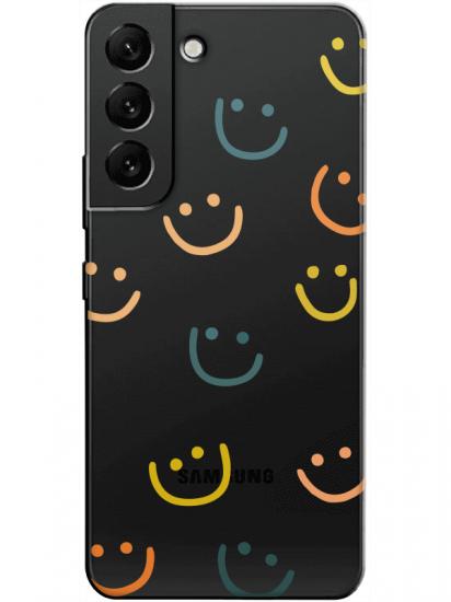 Samsung S22 Emoji Gülen Yüz Şeffaf Telefon Kılıfı