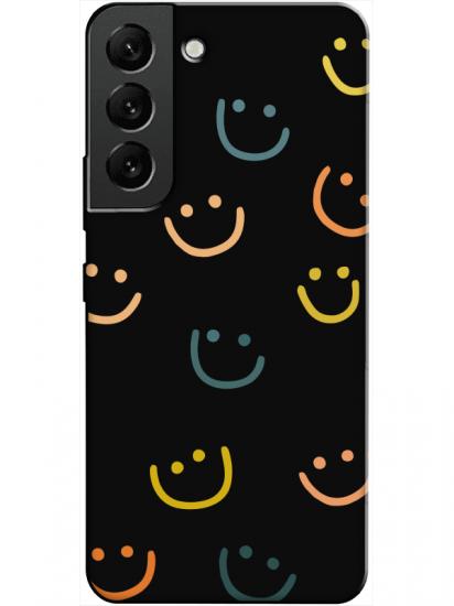 Samsung S22 Emoji Gülen Yüz Siyah Telefon Kılıfı