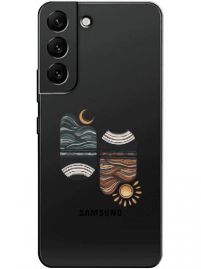 Samsung S22 Sunset Wave Şeffaf Telefon Kılıfı