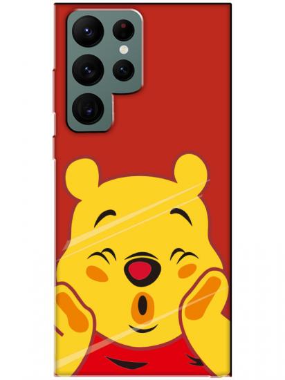 Samsung S22 Ultra Winnie The Pooh Kırmızı Telefon Kılıfı