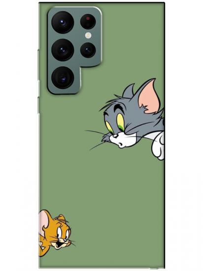 Samsung S22 Ultra Tom And Jerry Yeşil Telefon Kılıfı