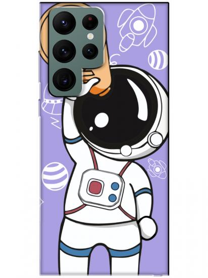 Samsung S22 Ultra Astronot Lila Telefon Kılıfı