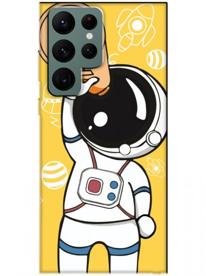 Samsung S22 Ultra Astronot Sarı Telefon Kılıfı