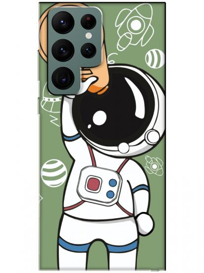 Samsung S22 Ultra Astronot Yeşil Telefon Kılıfı