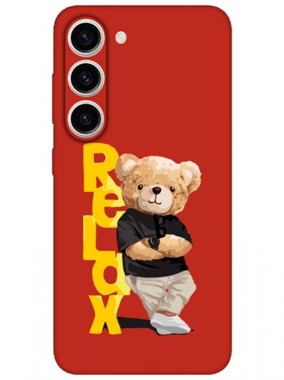 Samsung S23 Teddy Bear Relax Kırmızı Telefon Kılıfı