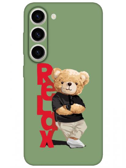 Samsung S23 Teddy Bear Relax Yeşil Telefon Kılıfı