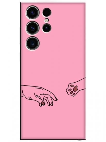 Samsung S23 Ultra Hand And Paw Pembe Telefon Kılıfı