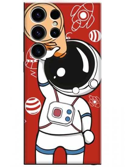 Samsung S23 Ultra Astronot Kırmızı Telefon Kılıfı