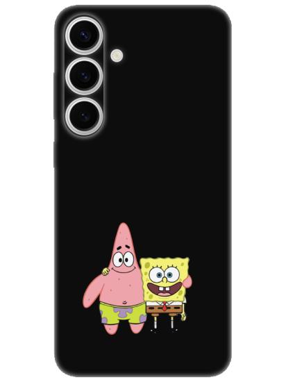 Samsung S24 Sünger Bob Ve Patrickstar Siyah Telefon Kılıfı