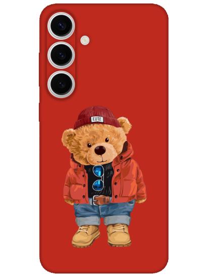 Samsung S24 Teddy Bear Kırmızı Telefon Kılıfı