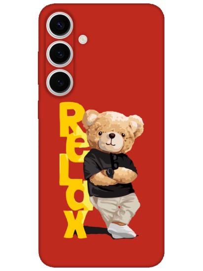 Samsung S24 Teddy Bear Relax Kırmızı Telefon Kılıfı